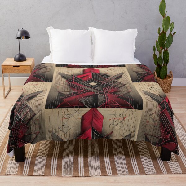 Item preview, Modern ABSTRACT linework, line art, black,and red, intersecting shapes and lines, classy, luxurious, architecture  designed and sold by navitalidesign.