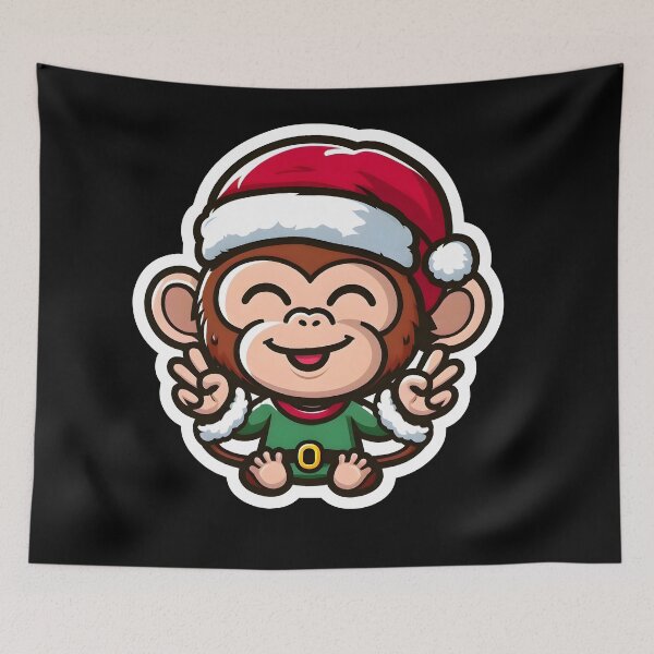 Item preview, Cute Monkey Santa Claus  designed and sold by BDLuck2021.