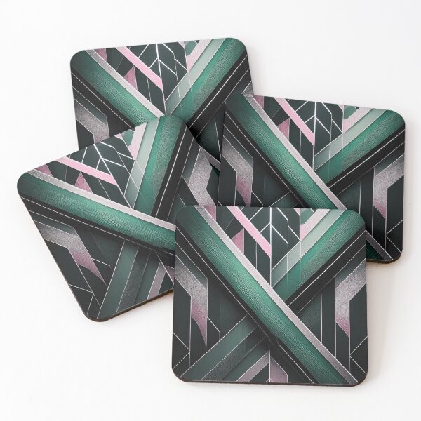Item preview, Geometric Modern ABSTRACT linework, line art, black and green, intersecting shapes and lines, classy, diamond luxurious, architecture 5 designed and sold by navitalidesign.