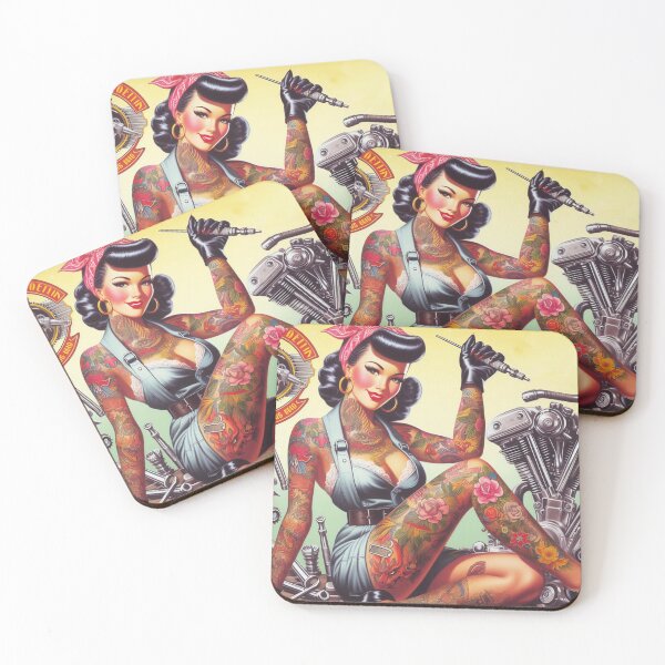 Item preview, Vintage Mechanic Pin-up designed and sold by PulpVintage.
