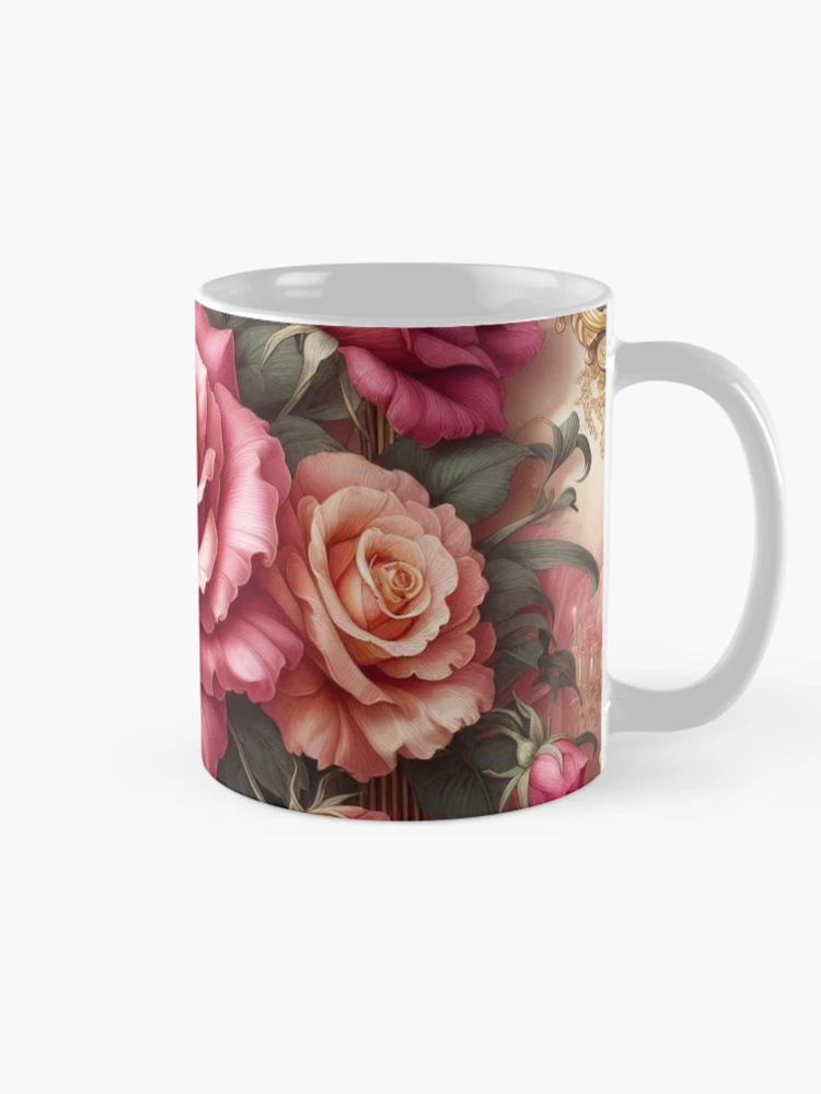 Thumbnail 3 of 6, Coffee Mug, Pink Roses & Rococo designed and sold by DesignsByPrnces.