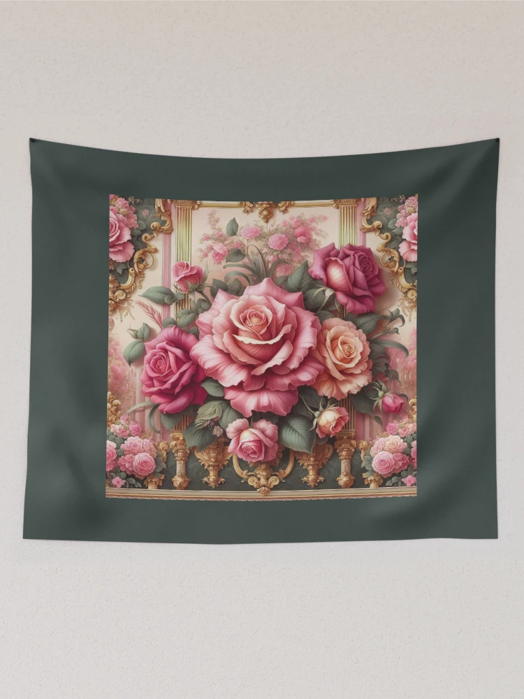 Thumbnail 2 of 3, Tapestry, Pink Roses & Rococo designed and sold by DesignsByPrnces.