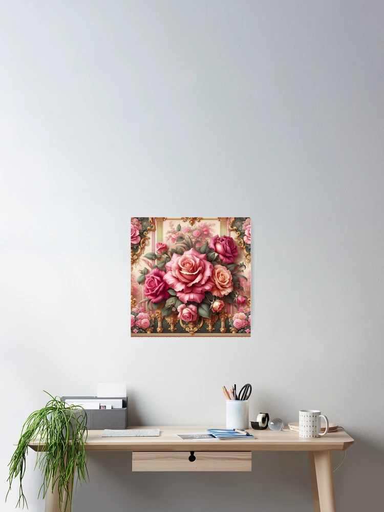 Thumbnail 2 of 3, Poster, Pink Roses & Rococo designed and sold by DesignsByPrnces.