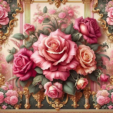 Artwork thumbnail, Pink Roses & Rococo by DesignsByPrnces