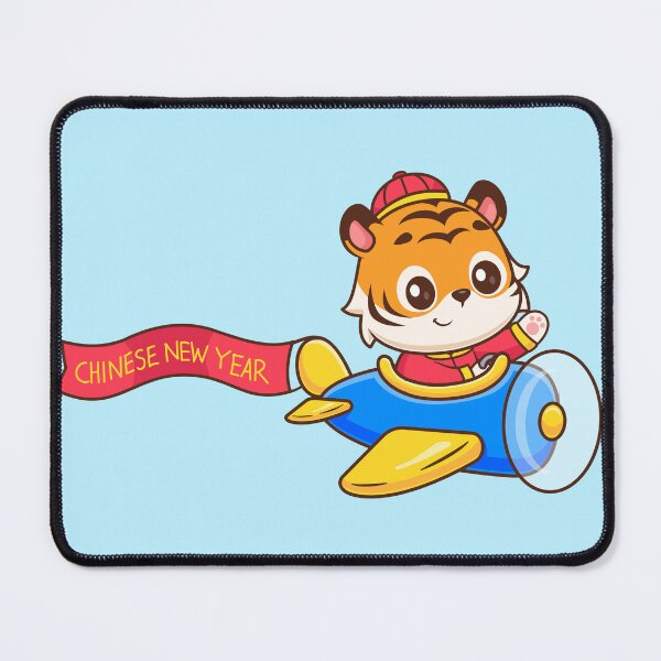 Item preview, Cute Chinese Tiger Riding Plane with Flag Cartoon Vector Icon Illustration designed and sold by hjian8219.