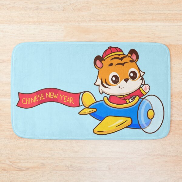 Item preview, Cute Chinese Tiger Riding Plane with Flag Cartoon Vector Icon Illustration designed and sold by hjian8219.