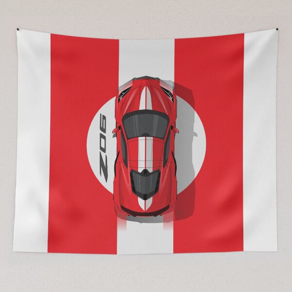 Item preview, Chevy Corvette C8 Red Stripes Top Down Illustration designed and sold by blackdogshop.