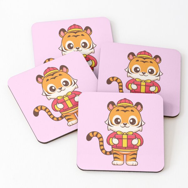Item preview, Cute Chinese Tiger Holding Gift Box Cartoon Vector Icon Illustration designed and sold by hjian8219.