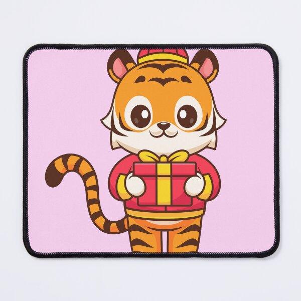Item preview, Cute Chinese Tiger Holding Gift Box Cartoon Vector Icon Illustration designed and sold by hjian8219.