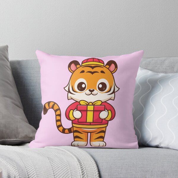 Item preview, Cute Chinese Tiger Holding Gift Box Cartoon Vector Icon Illustration designed and sold by hjian8219.