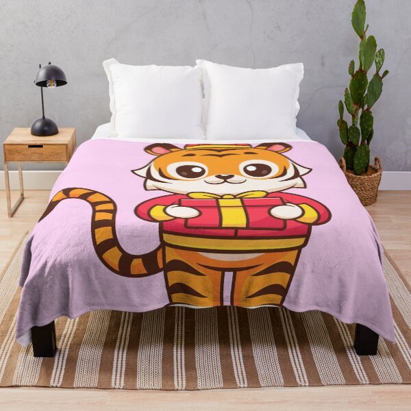Item preview, Cute Chinese Tiger Holding Gift Box Cartoon Vector Icon Illustration designed and sold by hjian8219.