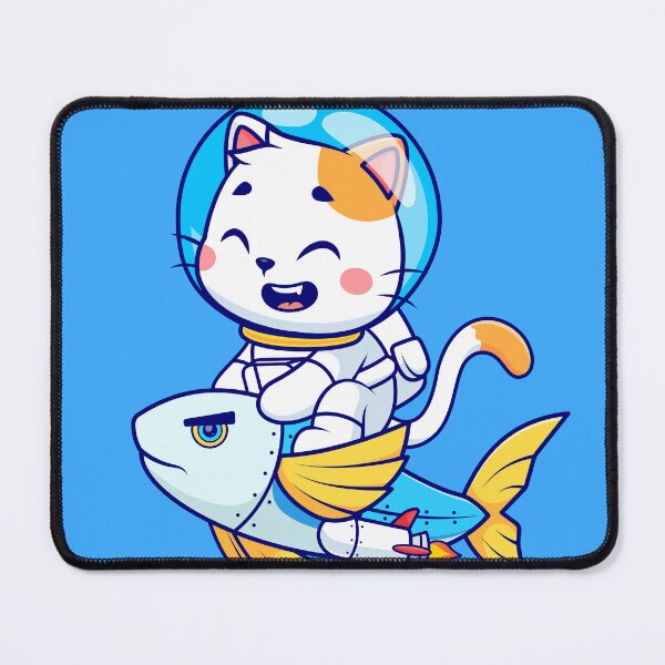 Item preview,  Cute Cat Astronaut Riding Fish Rocket Cartoon Vector Icon Illustration designed and sold by hjian8219.