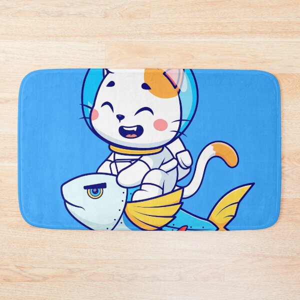 Item preview,  Cute Cat Astronaut Riding Fish Rocket Cartoon Vector Icon Illustration designed and sold by hjian8219.