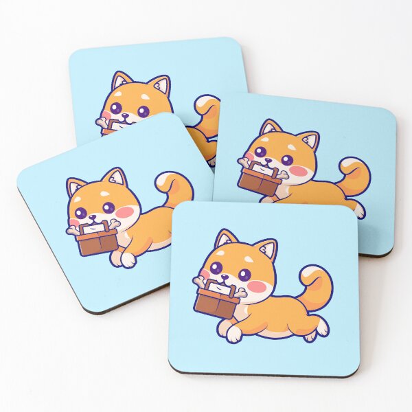 Item preview, Cute Shiba Inu Dog Bringing Bone with Basket Cartoon Vector Icon Illustration designed and sold by hjian8219.