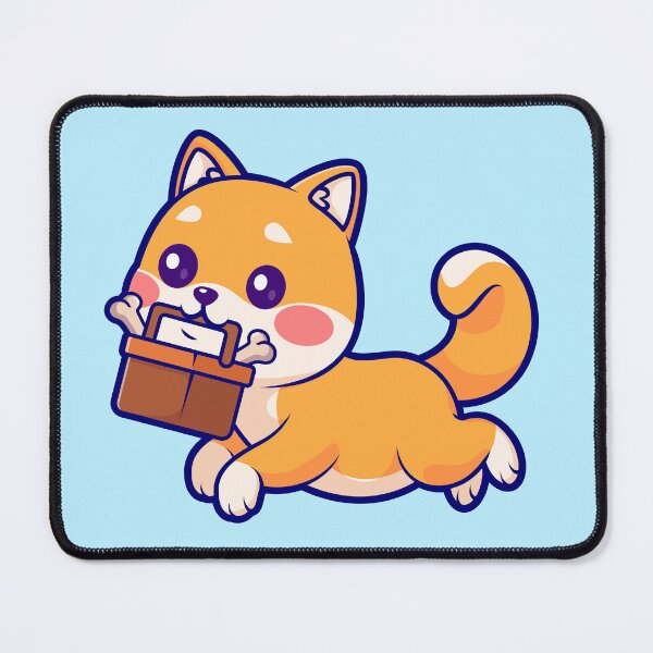 Item preview, Cute Shiba Inu Dog Bringing Bone with Basket Cartoon Vector Icon Illustration designed and sold by hjian8219.