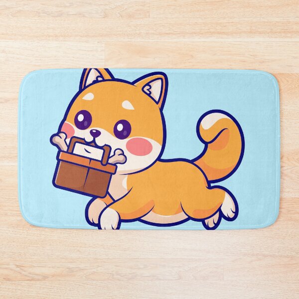 Item preview, Cute Shiba Inu Dog Bringing Bone with Basket Cartoon Vector Icon Illustration designed and sold by hjian8219.