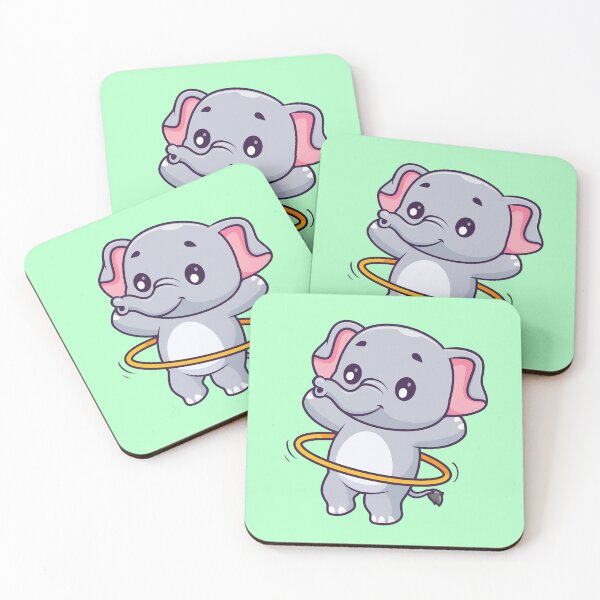 Item preview, Cute Elephant Playing Hula Hoop Cartoon Vector Icon Illustration designed and sold by hjian8219.