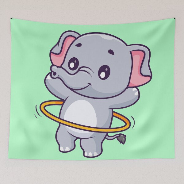 Item preview, Cute Elephant Playing Hula Hoop Cartoon Vector Icon Illustration designed and sold by hjian8219.