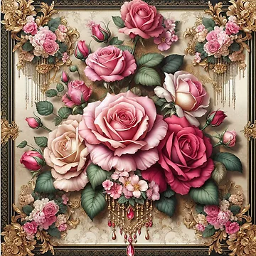 Artwork thumbnail, Pink Roses & Rococo by DesignsByPrnces