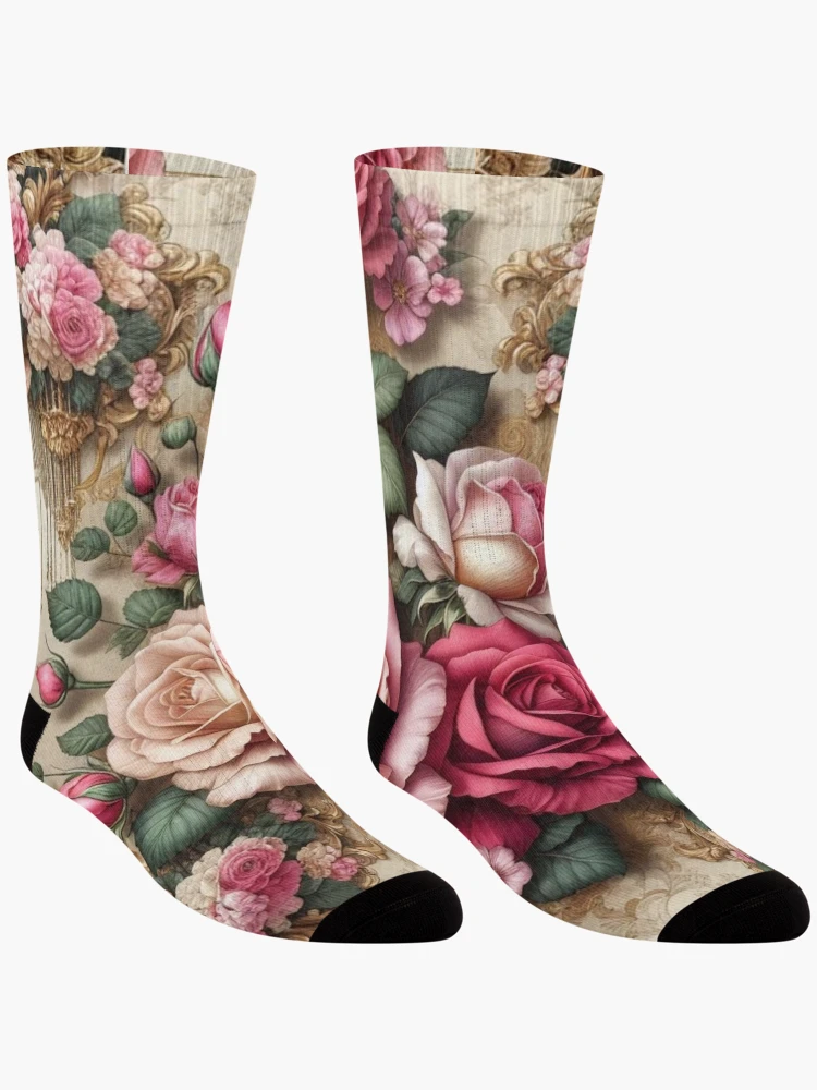 Thumbnail 3 of 5, Socks, Pink Roses & Rococo designed and sold by DesignsByPrnces.