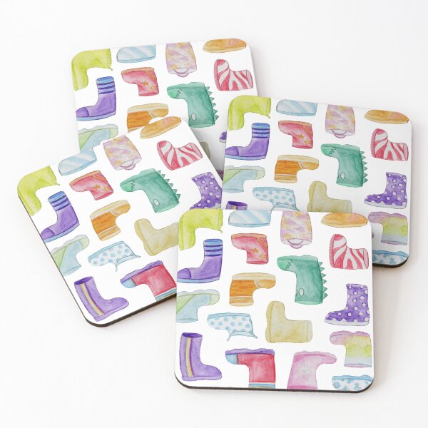 Item preview, waterolor art, bright colourful boots for rainy days. gumboot, wellys designed and sold by Creativbubble.