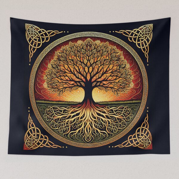 Item preview, Tree of Life on Fire Celtic Knots Border designed and sold by HolidayT-Shirts.