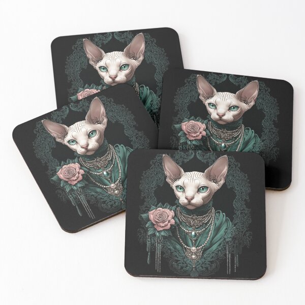 Item preview, Pink Victorian Sphynx Cat In Green Attire  designed and sold by Nocturne  Paws.
