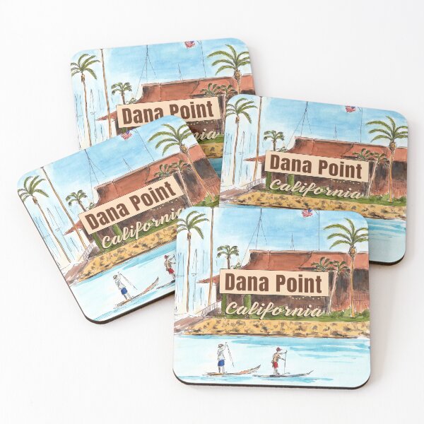 Item preview, Dana Point Yacht Club with Paddleboarders – Coastal Harbor Art designed and sold by Fun Travel Art.