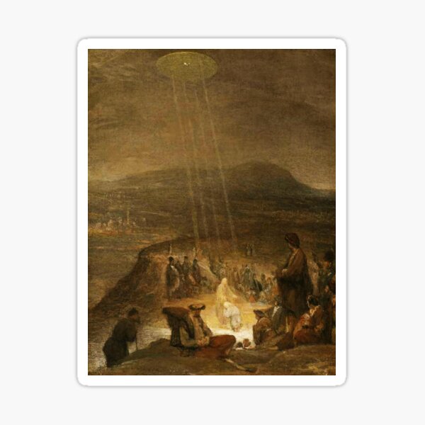 UFOs in Ancient Art. Baptism of Christ. 1710. Painting by, Aert de Gelder. Sticker