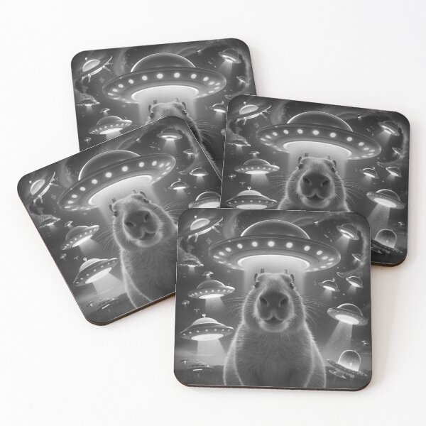 Item preview, Funny Graphic Tee Capybara Selfie with UFOs Weird designed and sold by Damcoc.