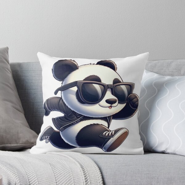 Item preview, Cute panda cub wearing jacket and sunglasses is running happily designed and sold by eReSStyle.