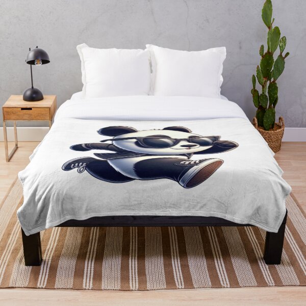 Aperçu de l'œuvre Un petit panda mignon portant une veste et des lunettes de soleil court joyeusement créée et vendue par eReSStyle.
