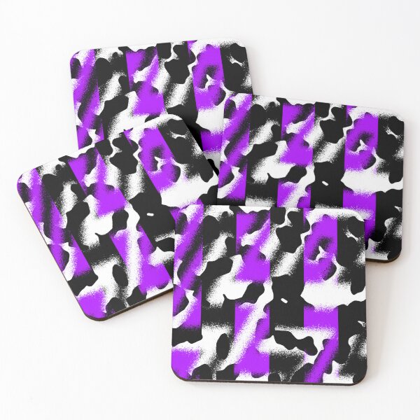 Item preview, Diagonal Cow Print Truchet Over Vertical Black and Purple Stripes designed and sold by TheRulerofEarth.