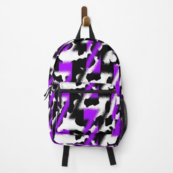 Item preview, Diagonal Cow Print Truchet Over Vertical Black and Purple Stripes designed and sold by TheRulerofEarth.