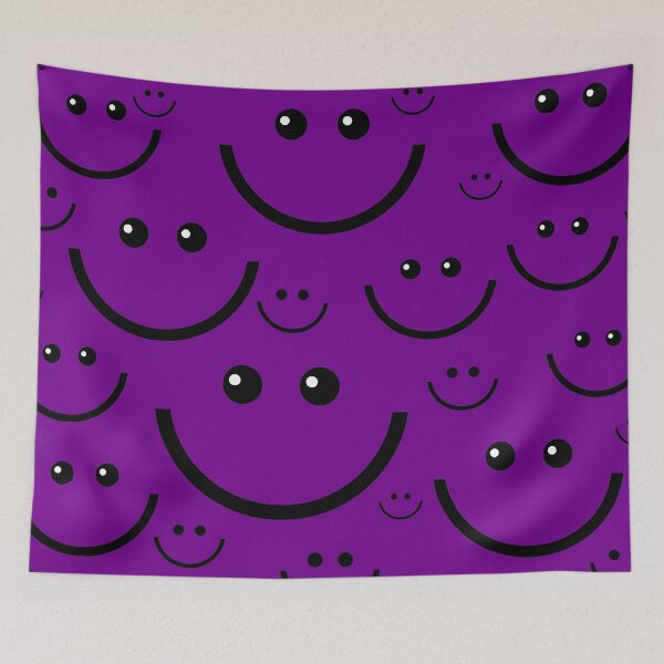 Item preview, purple happy face pattern print designed and sold by Gossip Rag.