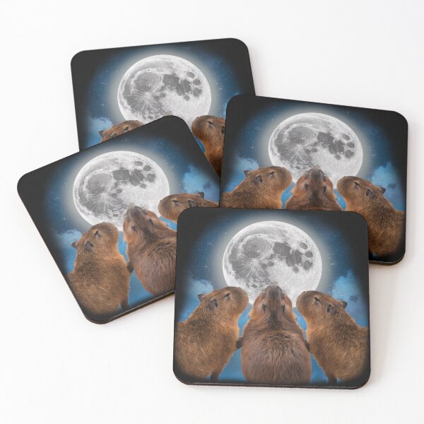 Item preview, Three Capybaras and Moon Funny Capybara Humor Parody designed and sold by Damcoc.