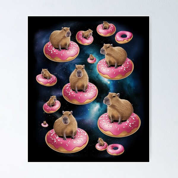 Item preview, Space Capybara Riding Donut, Galaxy Capybaras designed and sold by Damcoc.