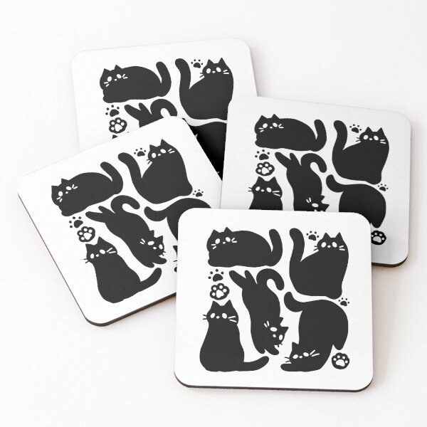 Item preview, Black Cat Silhouettes - Cute Feline Design designed and sold by Trio-in-Forest.