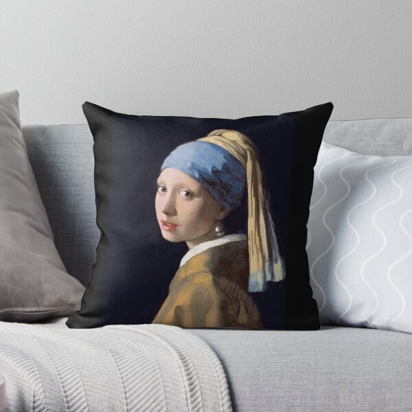 GIRL, Girl with a Pearl Earring, ART, Painting, VERMEER, Johannes Vermeer, Meisje met de parel. Throw Pillow