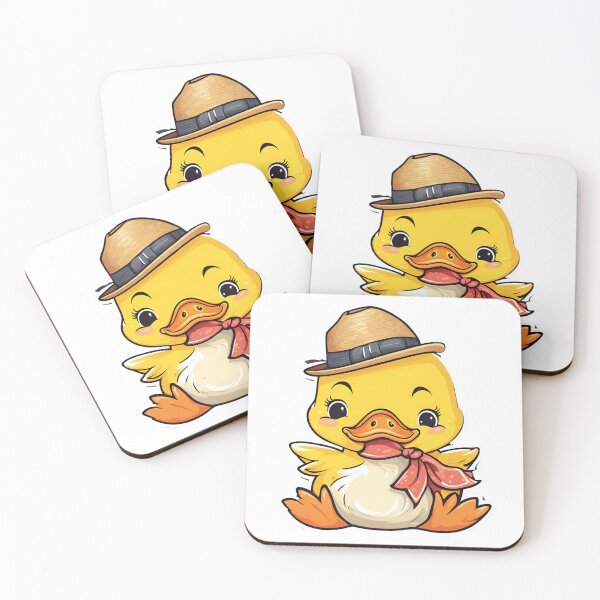 Item preview, The cutest little duck in a new look, wearing a sweet pink scarf, along with a classic boater hat. This look is both adorable and chic. Let your heart melt with this adorable little duck! designed and sold by KanDa-Shop.