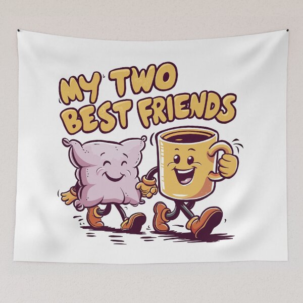 Item preview, My Two Best Friends Pillow and Coffee designed and sold by Quirky Shirts.