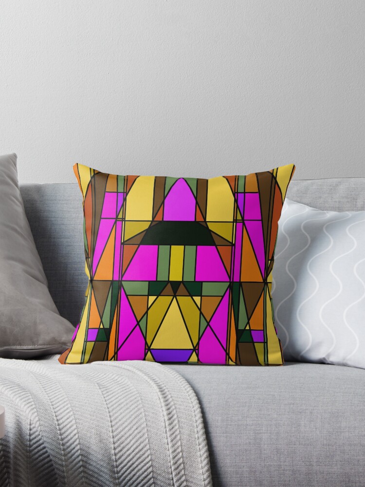 Thumbnail 1 of 4, Pillow, Stained Glass Window Design designed and sold by Rosh.