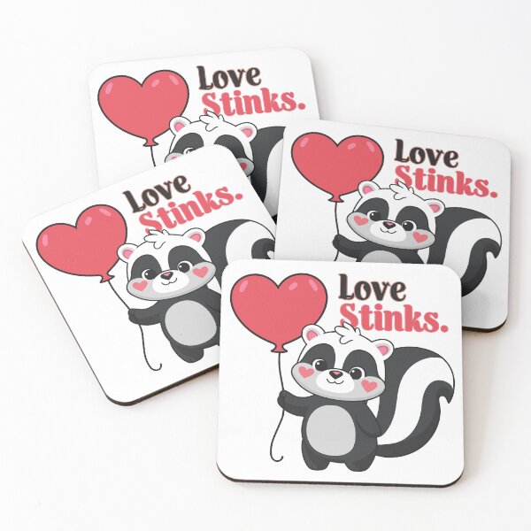 Item preview, Love Stinks Cartoon Cute Skunk with Balloon designed and sold by Quirky Shirts.