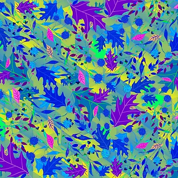 Artwork thumbnail, Bright Colours Leaves Random Pattern by Pattern Hub
