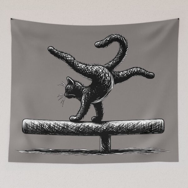 Item preview, Cat Performing Olympic Gymnastics - Cat Gymnastics Art designed and sold by beyazart.