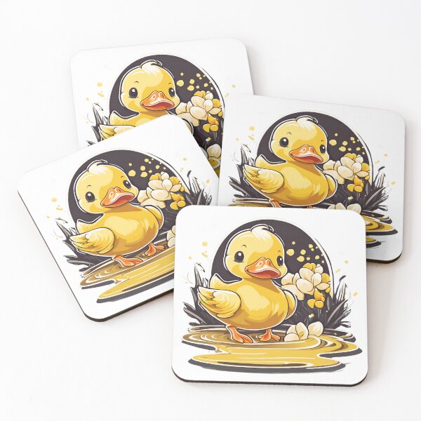 Item preview, The adorable little duck is playfully swimming amidst beautiful flowers on both sides. It's such a bright and heartwarming sight that it feels like we're splashing around with it! designed and sold by KanDa-Shop.