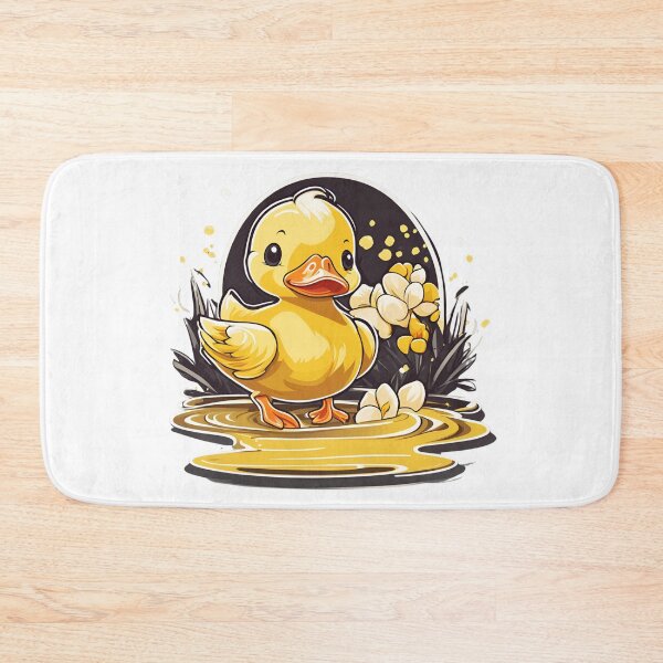 Item preview, The adorable little duck is playfully swimming amidst beautiful flowers on both sides. It's such a bright and heartwarming sight that it feels like we're splashing around with it! designed and sold by KanDa-Shop.