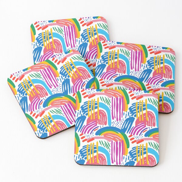 Item preview, Beach theme artwork pattern with bright rainbow colours designed and sold by Hamish Davies.