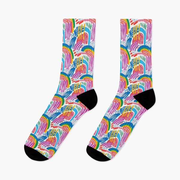 Item preview, Beach theme artwork pattern with bright rainbow colours designed and sold by Hamish Davies.