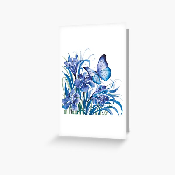 Item preview, Blue flowers and butterfly designed and sold by nimmitrends.